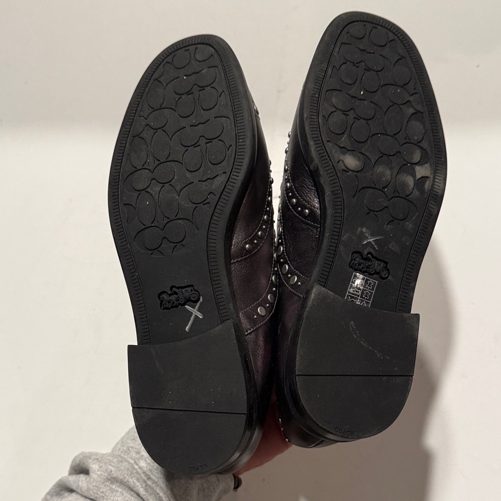 Coach Metallic Studded Leather Oxfords - Picture 4 of 4